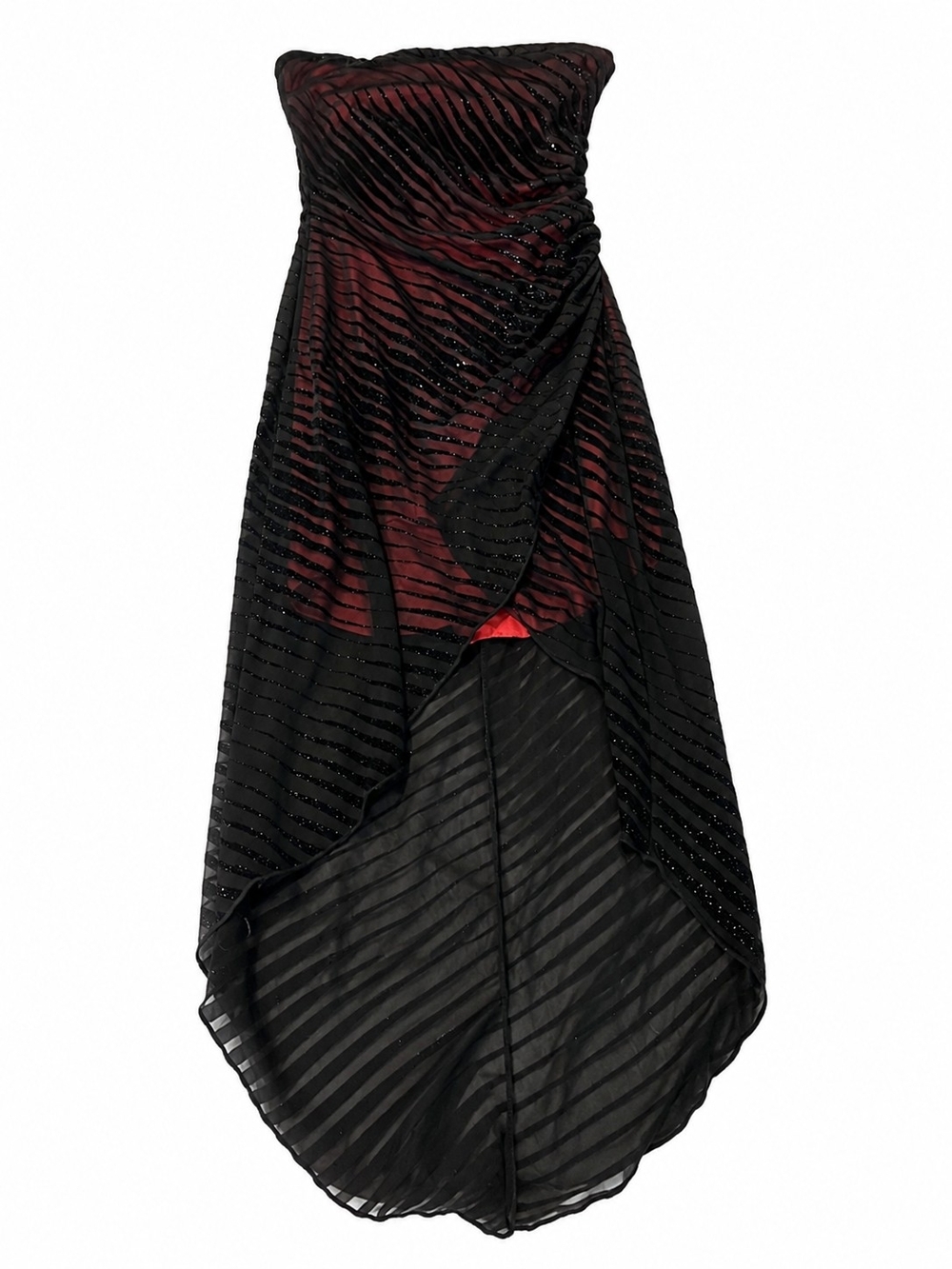 Strapless Black and Burgundy High-Low Skirt